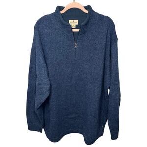 Vintage Woolrich Quarter Zip 100% Wool Sweater In Deep Navy Heather